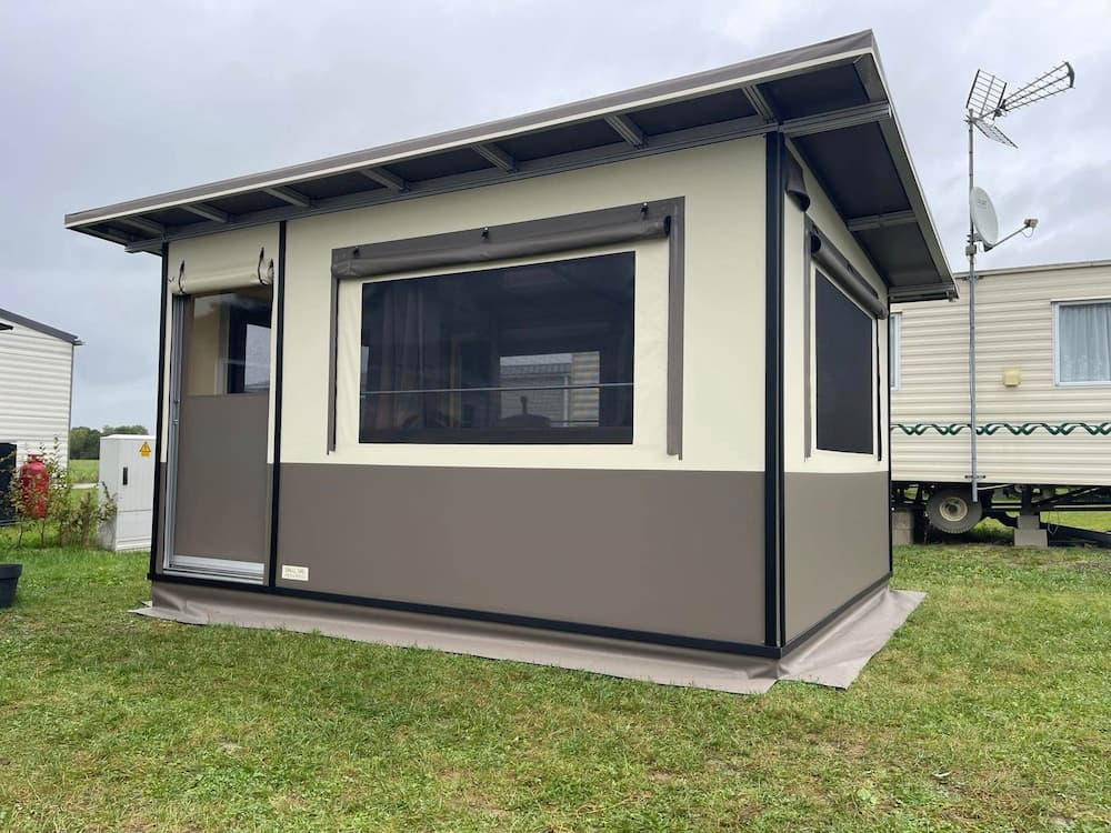 auvent smal couleur olive tonnelle sur mesure bicolore